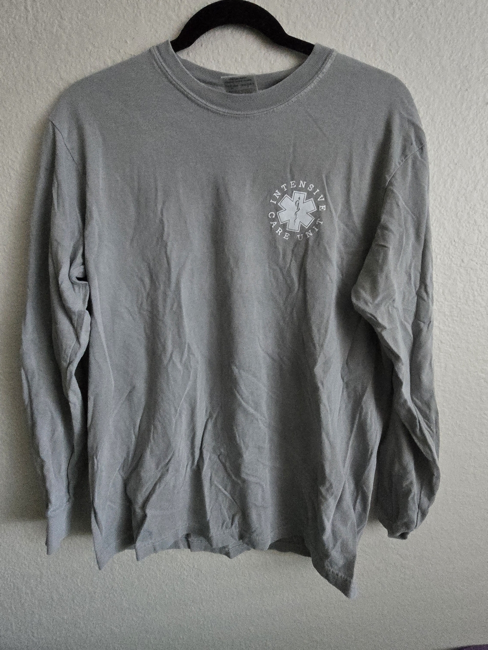 ICU Unisex Long-Sleeve Crewneck in Light Gray with Chest Logo